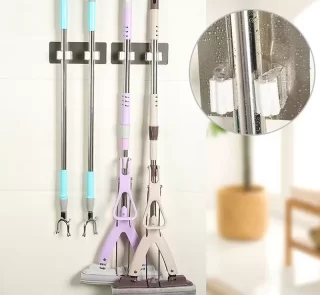 wall mop holder hook bathroom kitchen organizer 2