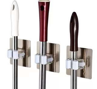 wall mop holder hook bathroom kitchen organizer