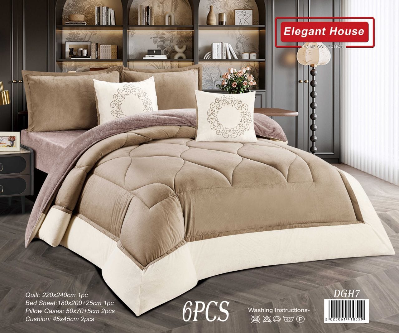 IMG-20251102-WA0130 لحاف فاخرة مخمل على فروة 6 قطع - الصورة 1