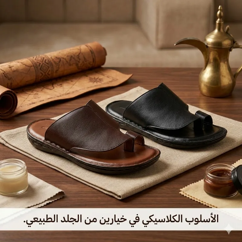 ⁦صندل رجالي طبي جلد طبيعي خليج⁩ - الصورة ⁦3⁩